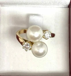 Bague toi et moi perles et diamants