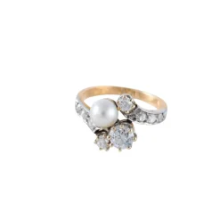 Bague toi et moi perles fine diamant