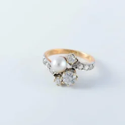 Bague toi et moi perles fine diamant