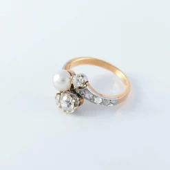 Bague toi et moi perles fine diamant