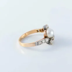 Bague toi et moi perles fine diamant