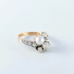 Bague toi et moi perles fine diamant