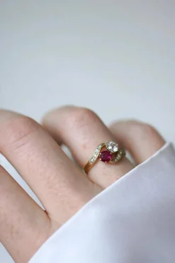 Bague Toi et Moi Rubis Birman et Diamants
