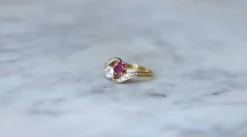 Bague Toi et Moi Rubis Birman et Diamants