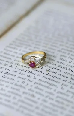 Bague Toi et Moi Rubis Birman et Diamants