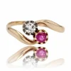 Bague Toi et Moi rubis diamant or jaune
