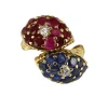 Bague "Toi et Moi" rubis, saphirs et diamants