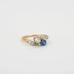 Bague Toi et Moi, saphir, diamants