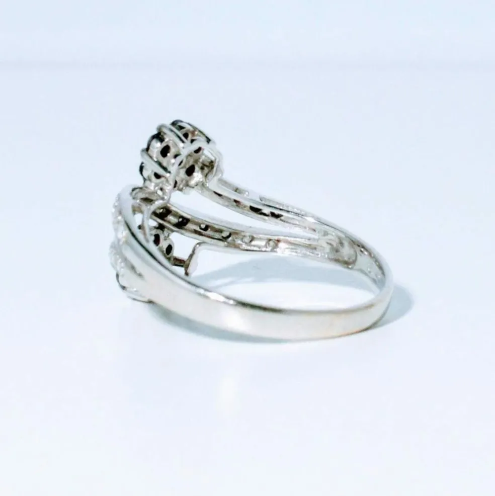Bague Toi et Moi Vintage or blanc diamants noirs et blanc