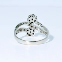Bague Toi et Moi Vintage or blanc diamants noirs et blanc
