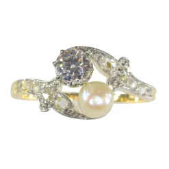 Bague toi-et-moi diamant et perle