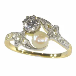 Bague toi-et-moi diamant et perle