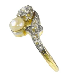Bague toi-et-moi diamant et perle