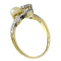 Bague toi-et-moi diamant et perle