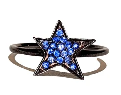 Bague étoile DJULA en or noir et saphirs bleus