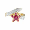 Bague étoile filante rubis diamants or jaune
