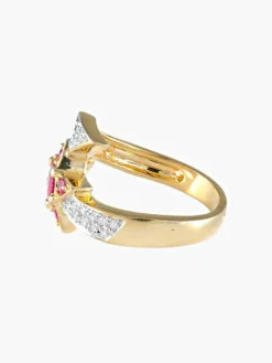 Bague étoile filante rubis diamants or jaune