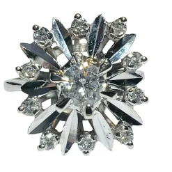 Bague "étoile" or blanc diamants
