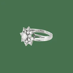 BAGUE ÉTOILE, OR BLANC ET DIAMANTS.
