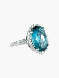 Bague Topaze bleue Diamants