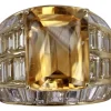 Bague Topaze Jaune et Diamants en or jaune