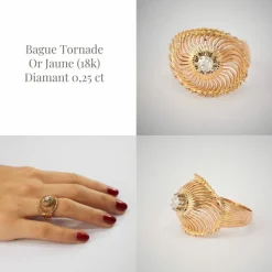 Bague Tornade Or Jaune Diamant