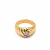 Bague tourbillon godronné en or jaune 750 mil