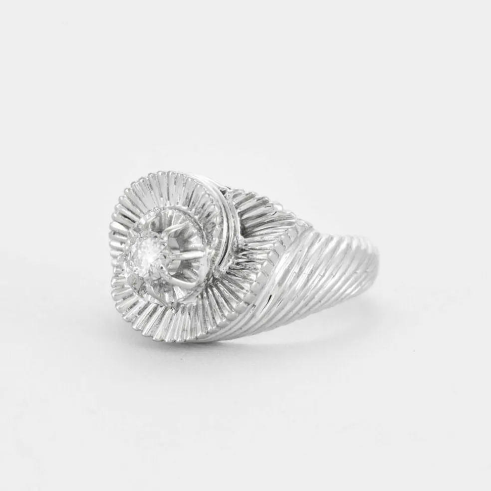 Bague tourbillon or gris diamant