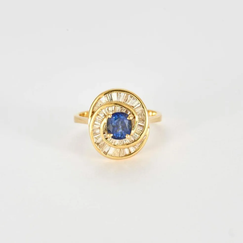 Bague tourbillon saphirs diamants