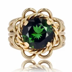 Bague tourmaline cordes d'or