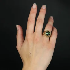 Bague tourmaline cordes d'or