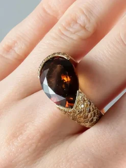 Bague Tourmaline cuivrée Diamants