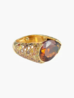 Bague Tourmaline cuivrée Diamants