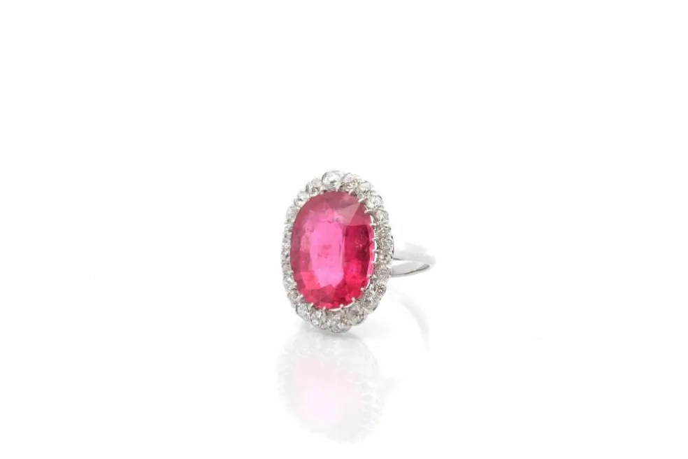 Bague tourmaline de 10,87cts et diamants