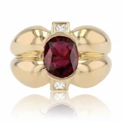 Bague tourmaline et diamants polylobée