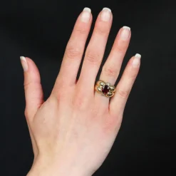 Bague tourmaline et diamants polylobée