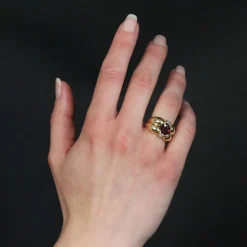 Bague tourmaline et diamants polylobée