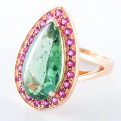 Bague Tourmaline green blue London Spinelles rouges