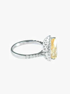Bague tourmaline jaune poire et diamants or blanc