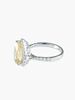 Bague tourmaline jaune poire et diamants or blanc