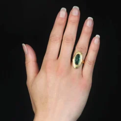 Bague tourmaline pain de sucre et or