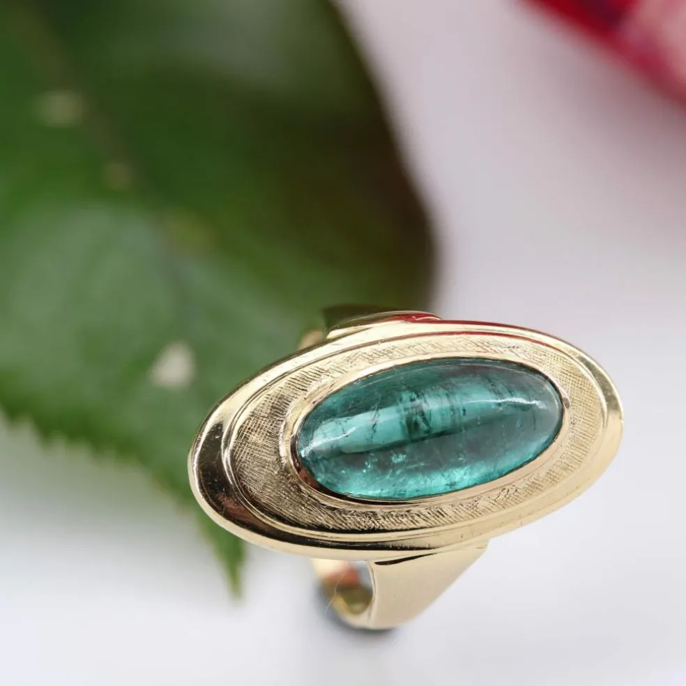 Bague tourmaline pain de sucre et or