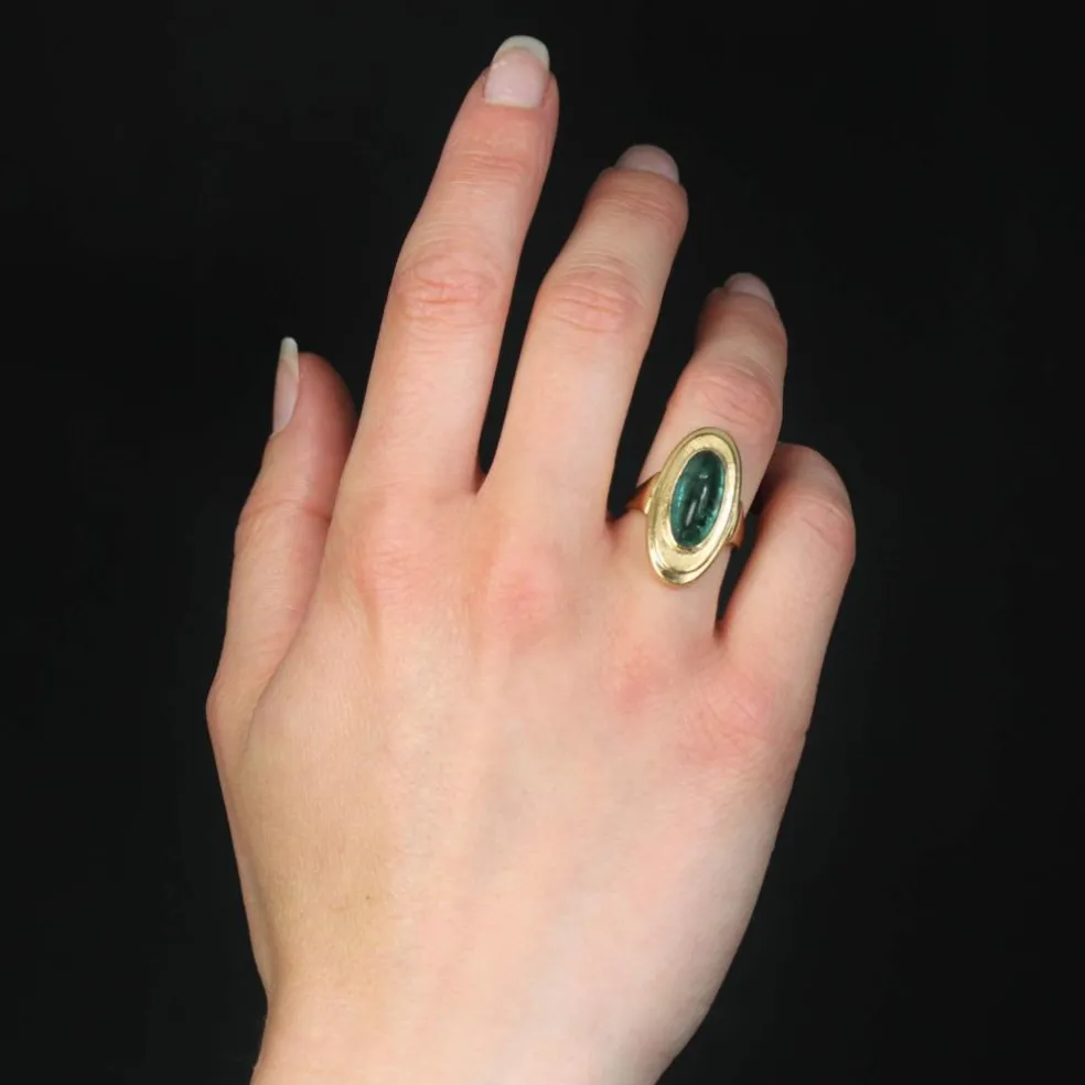 Bague tourmaline pain de sucre et or