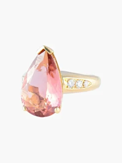 Bague Tourmaline pêche Diamants