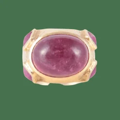 Bague Tourmaline rose cabochon