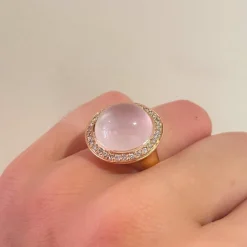 Bague Tourmaline rose cabochon