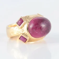 Bague Tourmaline rose cabochon