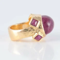 Bague Tourmaline rose cabochon