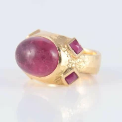 Bague Tourmaline rose cabochon