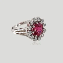 Bague tourmaline rose diamants